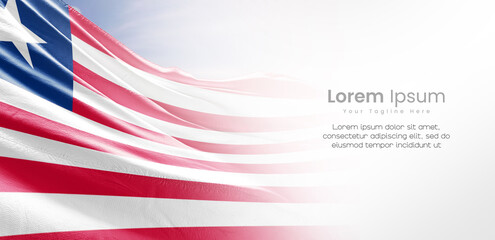 Liberia  national flag waving and fading on white background. The flag uses for banner and poster with text. Liberia national flag for independence day.