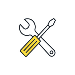 Wrench and Screwdriver Tools Vector Illustration