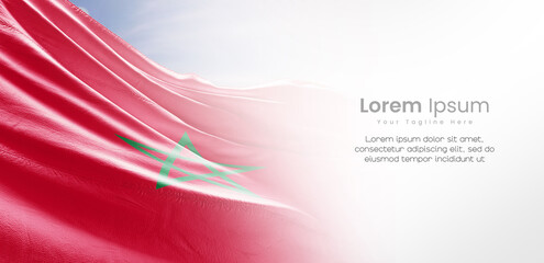 Morocco national flag waving and fading on white background. The flag uses for banner and poster...