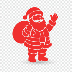 Red Silhouette Santa Claus Vector Illustration, ideal for Christmas cards, holiday decorations, posters, web design, and festive advertising projects.