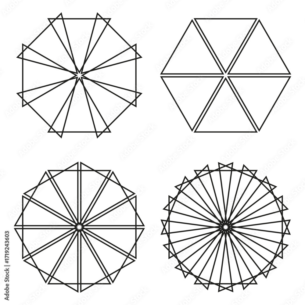 Poster geometric shape collection. abstract line art. polygons and circles. vector design elements.