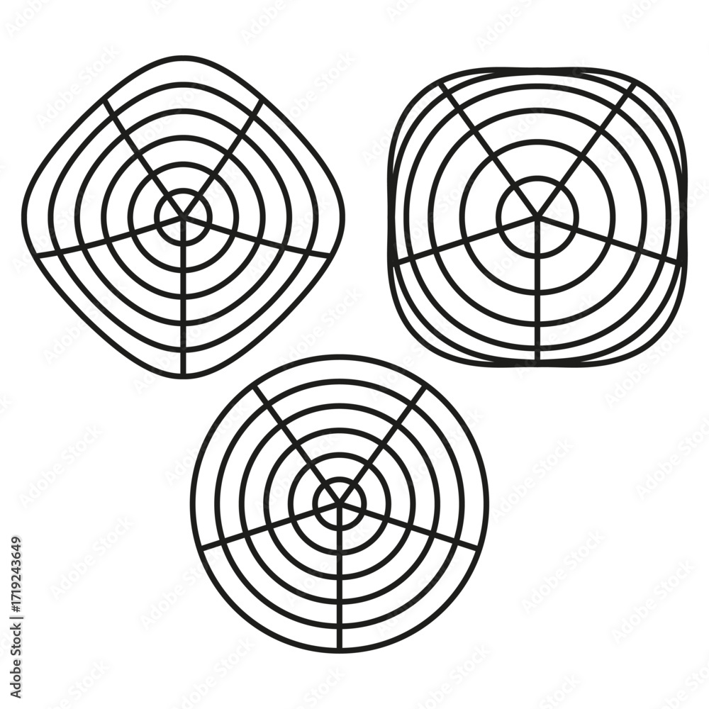 Poster abstract spiral grid. geometric line pattern. radial vector illustration. concentric motion design.
