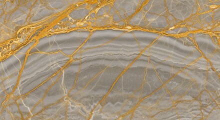 Grey Marble Texture with Golden Veins Background.