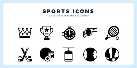 10 Sports Lineal Fill icon pack. vector illustration.