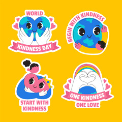 Flat Cartoon Hand-Drawn Illustration Background Template for World Kindness Day Label Design