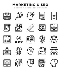 Set of Lineal Marketing & SEO Icons. Lineal art icon. Vector illustration