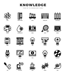 Set of Knowledge Icons Lineal Filled icons collection.