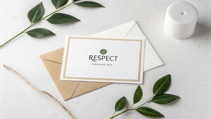 Elegant Greeting Card with Respect Message and Natural Elements