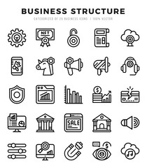 Business Structure Icons Pack Lineal Style. Vector illustration.