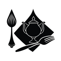 chebakia with golden utensils and napkins