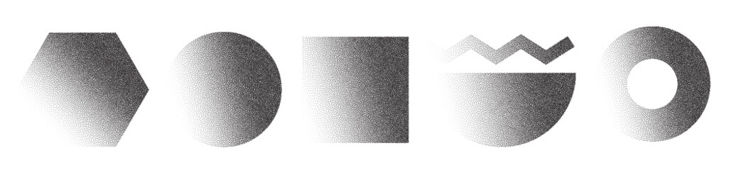 Halftone gradient shapes with abstract dotted textures