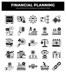 Collection of 25 Financial Planning Icons: A Visual Guide to Financial Success
