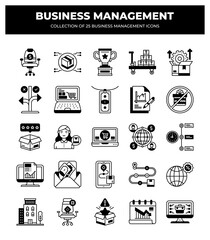 Collection of 25 Business Management Icons: Strategy. Planning. Marketing. Finance