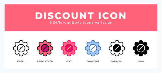 Discount set of simple icons great for web. app. presentation and more.