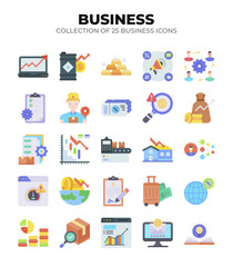 Collection of 25 Business Icons. Marketing. Finance. and Growth Visuals
