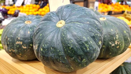 Pumpkins on display in a market