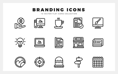 15 Branding Lineal icons pack. vector illustration.