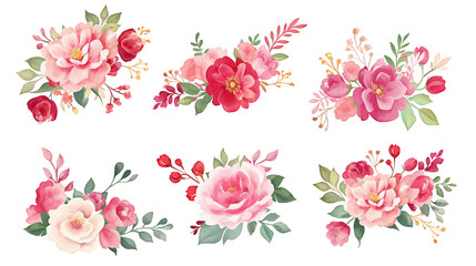Vintage Watercolor Floral Illustration Set Muted Tone