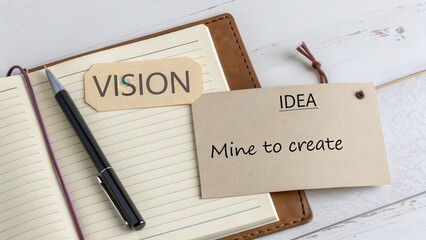 Creative Vision Board with Notepad and Idea Tag for Inspiration