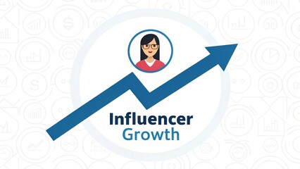 Micro Influencer Marketing Graphical representation of influencer growth with an upward arrow and a person icon.