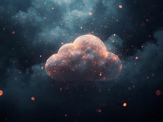 Cosmic cloud nebula with stars and lanterns