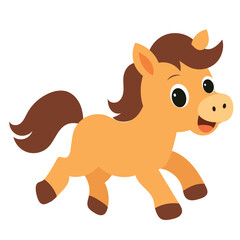 Cute Cartoon Pony Running with Joy