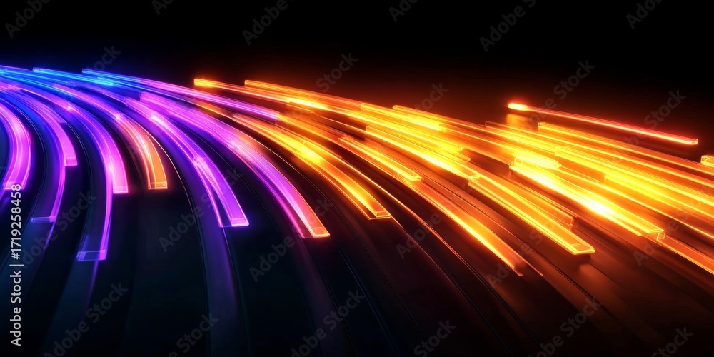Aufkleber dynamic data stream visualization with neon lines and high-tech digital network transmission signals