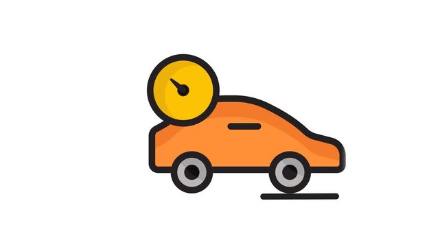 Speed icon animation. Animated icon related to car speed. lineal color animated icon style. transparent background
