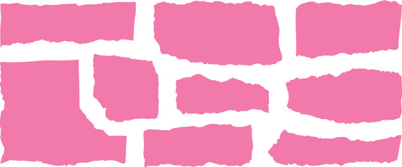 Pink paper pieces are scattered on white background, showing a transparent background