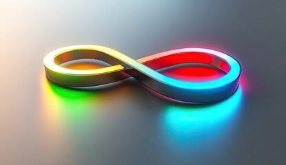 Fototapeta premium Infinity symbol, vibrant colors, glossy, reflective surface