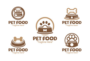 5 Pet Food Logo Set Professional Animal Branding Collection