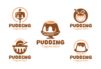 5 Pudding Logo Set Professional Dessert Branding Collection
