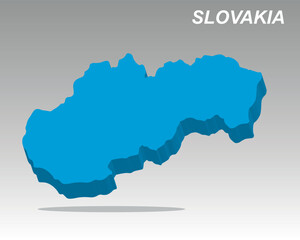 Trendy 3D isometric vector map of Slovakia for business, travel, or data visualization. High-detail EPS file features the country silhouette and administrative regions