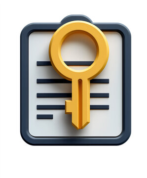 Key Certificate flat 3D icon