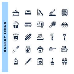 25 Bakery Lineal Fill icons pack. vector illustration.