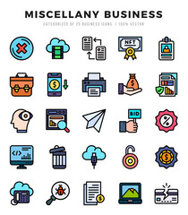 Set of Miscellany Business Icons. Simple Lineal Color art style icons pack.