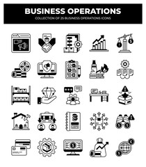 Collection of 25 Business Operations Icons: Streamline Your Workflow