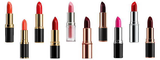 Obraz premium Large assortment of colorful lipsticks in various shades and packaging.