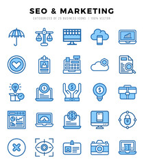 Simple Set of SEO & Marketing Related Vector Two Color Icons.