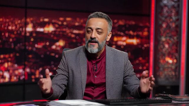 Talk show host talking 