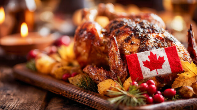 Celebrating canadian thanksgiving with roasted turkey and potatoes