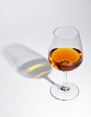 Whisky glass, isolated on white background, elegant transparent vessel crafted for savoring fine spirits, showcasing clarity, simplicity, style, and purity, perfectly suitable for tasting, drinking, p