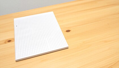 White grid notepaper journal sticker, a simple blank sheet of checkered paper designed for writing, drawing, planning, or studying, resembling a real notepad page with clear lines for organized daily 