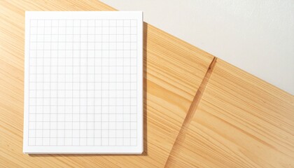 White grid notepaper journal sticker, a simple blank sheet of checkered paper designed for writing, drawing, planning, or studying, resembling a real notepad page with clear lines for organized daily 