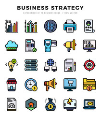 Vector Business Strategy types icon set in Lineal Color style. vector illustration.