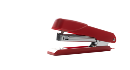 Red stapler used for office work isolated PNG with Transparent Background