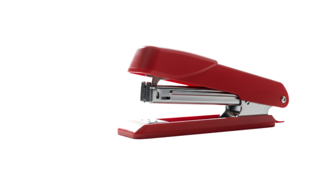 Red stapler used for office work isolated PNG with Transparent Background