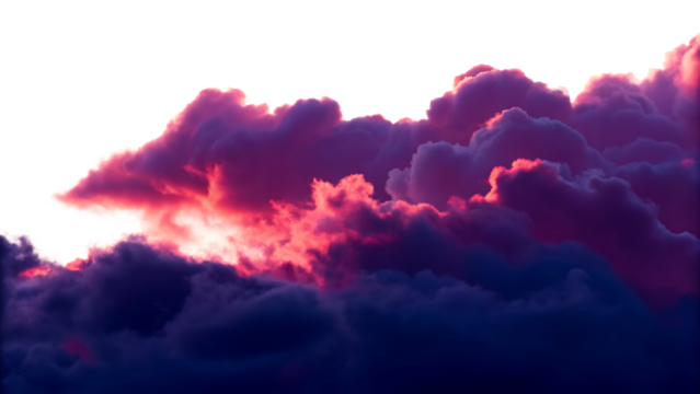 Intense Pink and Purple Clouds Lit by Setting Sun Behind Them storm isolated on a transparent background - Powered by Adobe