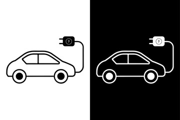 Electric Vehicle Charging Concept in Black and White.