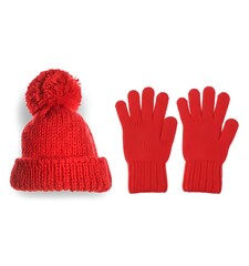 Bold Red Winter: Hat and Gloves Set
